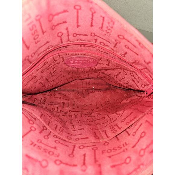 Fossil Leather Crossbody Handbag Pink 12x10 - Picture 12 of 13